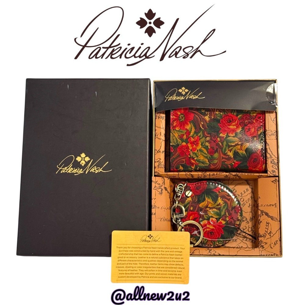 New Patricia Nash 2 Pc. In Golden Rustic Forest Wallet and Mirror Set P886400